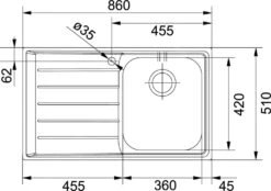 Franke Neptun - Fregadero De Acero Inoxidable NEX 611/2, 860x510 Mm 101.0120.271 -Franke 0c50377e616286fc39d61004 1