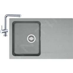 Franke Conjuntos De Cocina - Conjunto De Cocina T31, Fregadero De Tectonite OID 611-78, Gris + Grifo Samoa, Cromo 114.0425.806