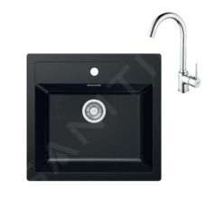 Franke Conjuntos De Cocina - Conjunto De Cocina T102, Tectonitový Dřez SID 610 Y Grifo FP 9000.031, Negro/cromo 143.0675.710