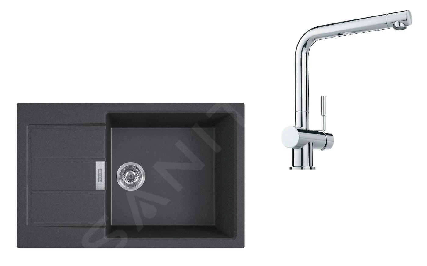 Franke Conjuntos De Cocina - Conjunto T87, Fregadero De Tectonite S2D 611-78 XL Y Grifo SAMOA, Negro/cromo 143.0618.735 3 Franke Conjuntos De Cocina - Conjunto T87, Fregadero De Tectonite S2D 611-78 XL Y Grifo SAMOA, Negro/cromo 143.0618.735