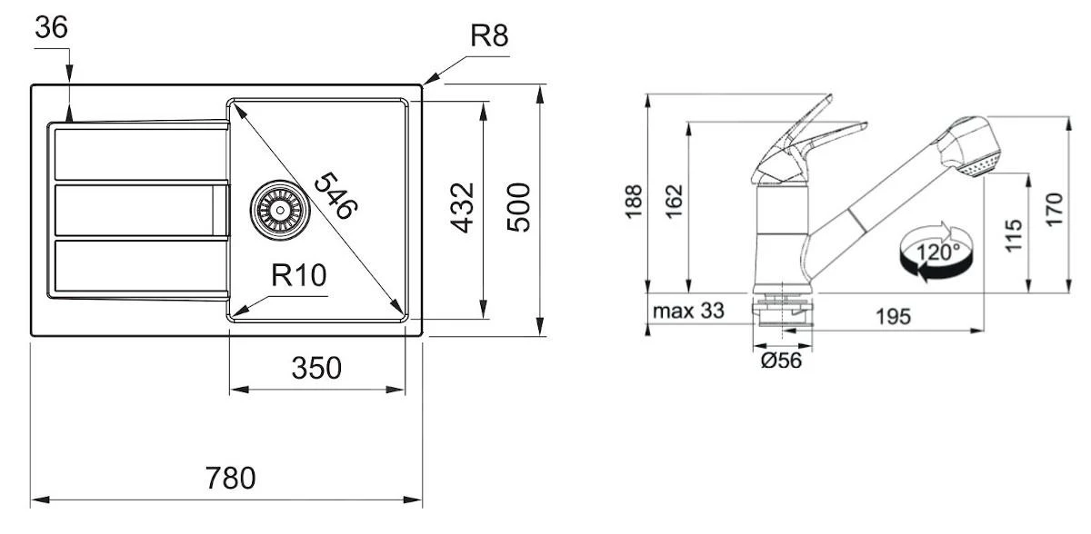 Franke Conjuntos De Cocina - Conjunto T83, Fregadero De Tectonite S2D 611-78 Y Grifo FN 0642.031 ECO, Negro/cromo 143.0618.721 4 Franke Conjuntos De Cocina - Conjunto T83, Fregadero De Tectonite S2D 611-78 Y Grifo FN 0642.031 ECO, Negro/cromo 143.0618.721 - Imagen 2