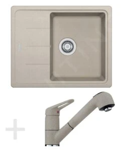 Franke Conjuntos De Cocina - Conjunto De Cocina G55, Fregadero De Granito BFG 611-62, Sahara + Grifo FG 9547, Sahara 114.0323.819