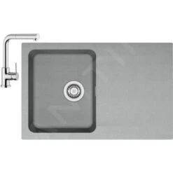 Franke Conjuntos De Cocina - Conjunto De Cocina T32, Fregadero De Tectonite OID 611-78, Gris + Grifo FN 0147.031, Cromo 114.0426.214