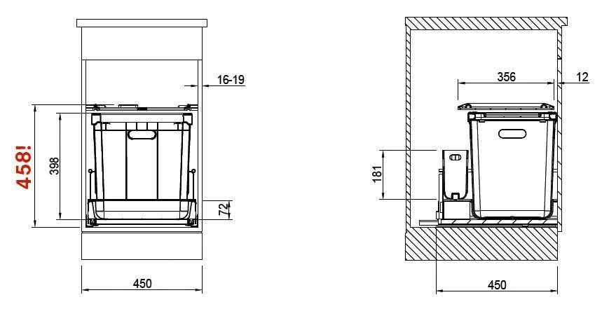 Franke Sortery - Cubo De Basura Integrado 350-45 121.0307.553 4 Franke Sortery - Cubo De Basura Integrado 350-45 121.0307.553 - Imagen 2