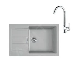 Franke Conjuntos De Cocina - Conjunto De Cocina T106, Tectonitový Dřez S2D 611-78 XL Y Grifo FP 9000.031, Gris/cromo 143.0675.733