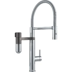 Franke Grifos De Filtrado - Grifo De Fregadero Vital Tap Con Unidad De Filtración, Brazo Flexible Y Ducha, Cromo/gun Metal 120.0621.230
