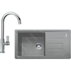 Franke Conjuntos De Cocina - Conjunto De Cocina G119, Fregadero De Fragranite BSG 611-78/39 + Grifo FP 0408.031, Piedra Gris/cromo 114.0441.165