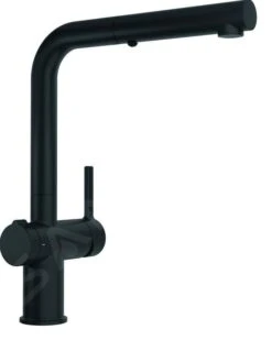 Franke Active - Grifo De Fregadero FN 5351.901, Con Control De Desagüe Twist Y Ducha Extraíble, Negro Mate 115.0669.769