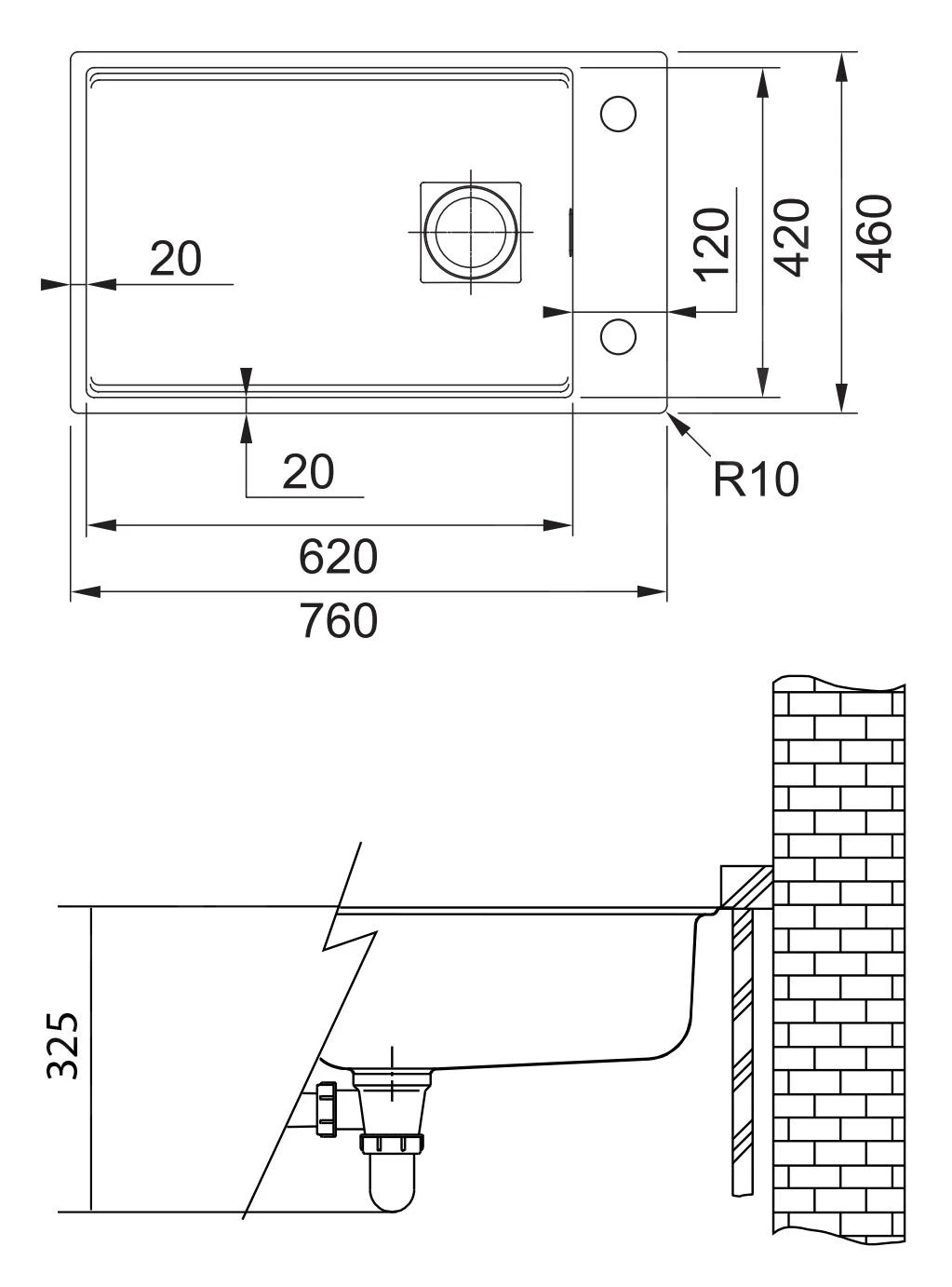 Franke Kubus 2 - Fregadero De Fragranite KNG 110-62, 760x460 Mm, ónix 125.0512.515 4 Franke Kubus 2 - Fregadero De Fragranite KNG 110-62, 760x460 Mm, ónix 125.0512.515 - Imagen 2
