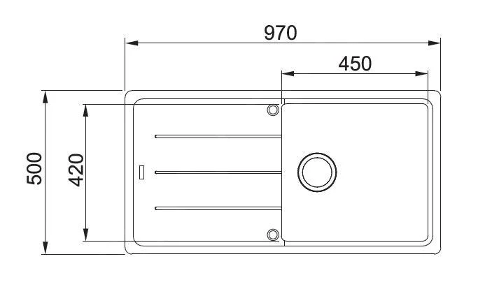 Franke Basis - Fregadero De Fragranite BFG 611, 970x500 Mm, Negro Mate 114.0661.511 4 Franke Basis - Fregadero De Fragranite BFG 611, 970x500 Mm, Negro Mate 114.0661.511 - Imagen 2