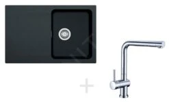 Franke Conjuntos De Cocina - Conjunto De Cocina T31, Fregadero De Tectonite OID 611-78, Negro + Grifo Samoa, Cromo 114.0366.061