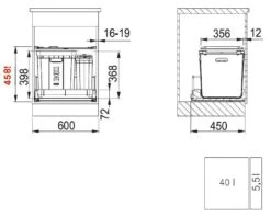 Franke Sortery - Cubo De Basura Integrado Composta 350-60 121.0307.526 -Franke 6f9cf903899d858e309b2f82