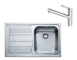 Franke Conjuntos De Cocina - Conjunto N87, Fregadero De Acero Inoxidable LLX 611/7 Y Grifo FC 3055.031, Acero Inoxidable/cromo 101.0650.598