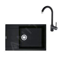 Franke Conjuntos De Cocina - Conjunto De Cocina G170, Fregadero De Fragranite MRG 611-78 BB Y Grifo FN 9000.071, Onyx 114.0587.967