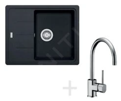 Franke Conjuntos De Cocina - Conjunto De Cocina G54, Fregadero De Granito BFG 611-62, ónix + Grifo FC 650, Cromo 114.0323.799