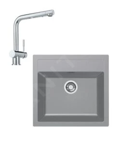 Franke Conjuntos De Cocina - Conjunto De Cocina T13, Fregadero De Tectonite SID 610 Y Grifo Samoa, Gris/cromo 143.0650.597