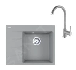 Franke Conjuntos De Cocina - Conjunto G231, Fregadero De Fragranite CNG 611-62 TL/7 Y Grifo FP 9000.084, Piedra Gris 114.0650.793