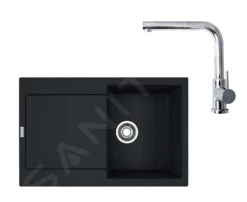 Franke Conjuntos De Cocina - Conjunto G40, Fregadero De Fragranite MRG 611 Y Grifo FN 0147.031, Negro Mate/cromo 114.0650.572