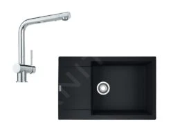 Franke Conjuntos De Cocina - Conjunto G75, Fregadero De Fragranite MRG 611-78 BB Y Grifo Samoa, Negro Mate/cromo 114.0650.574