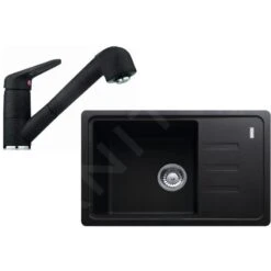 Franke Conjuntos De Cocina - Conjunto De Cocina G118, Fregadero De Fragranite BSG 611-6+ Grifo FC 9547.071, ónix 114.0440.846