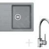 Franke Conjuntos De Cocina - Conjunto De Cocina G54, Fregadero De Granito BFG 611-62, Piedra Gris + Grifo FG 650, Cromo 114.0323.813