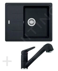 Franke Conjuntos De Cocina - Conjunto De Cocina G55, Fregadero De Granito BFG 611-62, ónix + Grifo FC 9547, ónix 114.0323.817